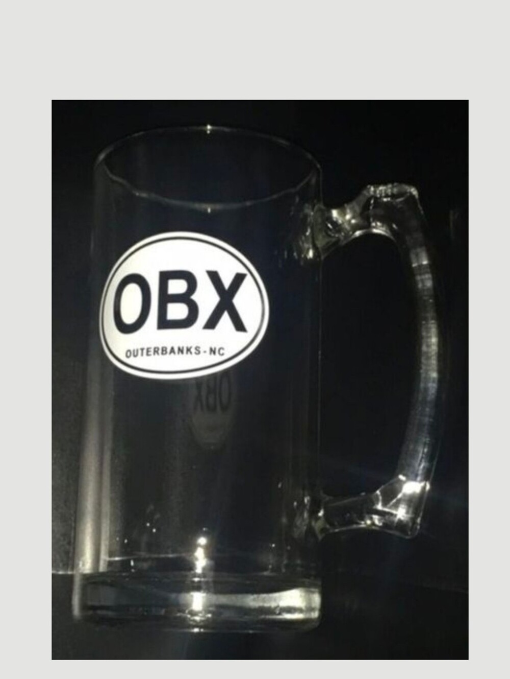 Outerbanks NC drinking glass clear glass 7” tall beer mug Beer Mug Stein OXB NC